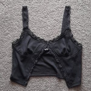 Black lace crop top